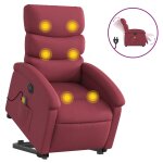 Vidaxl fauteuil inclinable de massage �lectrique rouge bordeaux tissu