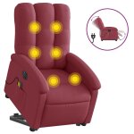 Vidaxl fauteuil inclinable de massage �lectrique rouge bordeaux tissu