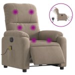 Vidaxl fauteuil inclinable de massage �lectrique taupe