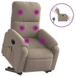 Vidaxl fauteuil inclinable de massage �lectrique taupe