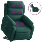 Vidaxl fauteuil inclinable de massage �lectrique vert fonc� velours