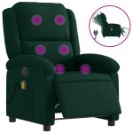 Vidaxl fauteuil inclinable de massage �lectrique vert fonc� velours