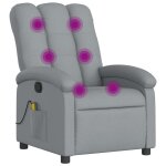 Vidaxl fauteuil inclinable de massage gris clair tissu