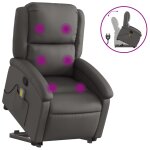 Vidaxl fauteuil inclinable de massage gris cuir v�ritable