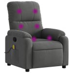 Vidaxl fauteuil inclinable de massage gris fonc� tissu microfibre