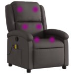 Vidaxl fauteuil inclinable de massage marron fonc cuir vritable
