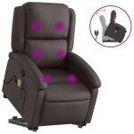 Vidaxl fauteuil inclinable de massage marron fonc� cuir v�ritable