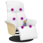 Vidaxl fauteuil inclinable de massage repose - pieds blanc similicuir Vidaxl fauteuil inclinable de massage repose - pieds blanc similicuir