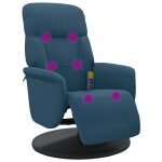 Vidaxl fauteuil inclinable de massage avec repose - pied bleu velours