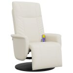 Vidaxl fauteuil inclinable de massage et repose - pieds cr�me similicuir