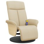 Vidaxl fauteuil inclinable de massage avec repose - pieds cr�me tissu