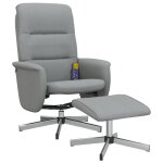 Vidaxl fauteuil inclinable de massage et repose - pied gris clair tissu