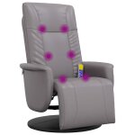 Vidaxl fauteuil inclinable de massage repose - pieds gris similicuir
