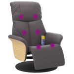 Vidaxl fauteuil inclinable de massage repose - pieds gris similicuir Vidaxl fauteuil inclinable de massage repose - pieds gris similicuir