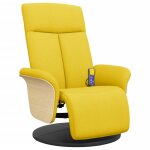Vidaxl fauteuil inclinable de massage repose - pieds jaune clair tissu