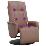 Vidaxl fauteuil inclinable de massage repose - pieds marron similicuir