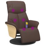 Vidaxl fauteuil inclinable de massage repose - pieds marron similicuir Vidaxl fauteuil inclinable de massage repose - pieds marron similicuir