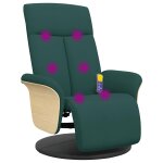 Vidaxl fauteuil inclinable de massage et repose - pieds vert fonc� tissu