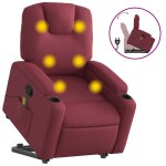 Vidaxl fauteuil inclinable de massage rouge bordeaux tissu