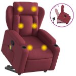 Vidaxl fauteuil inclinable de massage rouge bordeaux tissu