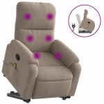Vidaxl fauteuil inclinable de massage taupe tissu microfibre