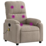 Vidaxl fauteuil inclinable de massage taupe tissu microfibre