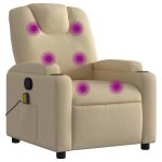 Vidaxl fauteuil inclinable de massage en tissu cr�me