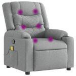 Vidaxl fauteuil inclinable de massage en tissu gris clair