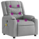 Vidaxl fauteuil inclinable de massage en tissu gris clair
