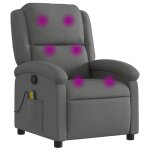 Vidaxl fauteuil inclinable de massage en tissu gris fonc�