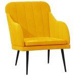 Vidaxl fauteuil jaune 63x76x80 cm velours