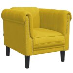 Vidaxl fauteuil jaune velours