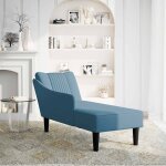 Vidaxl fauteuil long avec accoudoir droit bleu velours