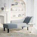 Vidaxl fauteuil long avec accoudoir droit gris clair tissu
