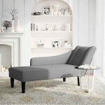 Vidaxl fauteuil long avec accoudoir droit gris fonc tissu