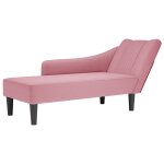 Vidaxl fauteuil long avec accoudoir droit rose velours