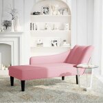 Vidaxl fauteuil long avec accoudoir droit rose velours Vidaxl fauteuil long avec accoudoir droit rose velours