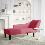 Vidaxl fauteuil long avec accoudoir droit rouge bordeaux velours