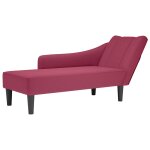 Vidaxl fauteuil long avec accoudoir droit rouge bordeaux velours