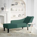 Vidaxl fauteuil long avec accoudoir droit vert fonc� velours