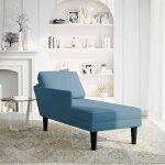 Vidaxl fauteuil long avec coussin et accoudoir droit bleu velours