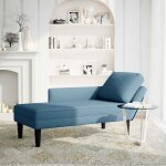 Vidaxl fauteuil long avec coussin et accoudoir droit bleu velours
