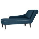 Vidaxl fauteuil long avec coussin et accoudoir droit bleu velours
