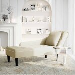 Vidaxl fauteuil long avec coussin et accoudoir droit crme velours