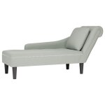 Vidaxl fauteuil long et coussin et accoudoir droit gris clair velours