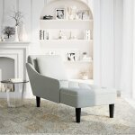 Vidaxl fauteuil long et coussin et accoudoir droit gris clair velours