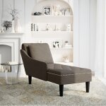 Vidaxl fauteuil long et coussin / accoudoir droit gris fonc similicuir