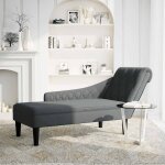 Vidaxl fauteuil long avec coussin et accoudoir droit gris fonc tissu