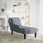 Vidaxl fauteuil long et coussin et accoudoir droit gris fonc velours