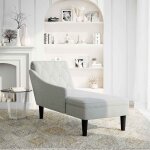 Vidaxl fauteuil long avec coussin et accoudoir droit gris nuage tissu